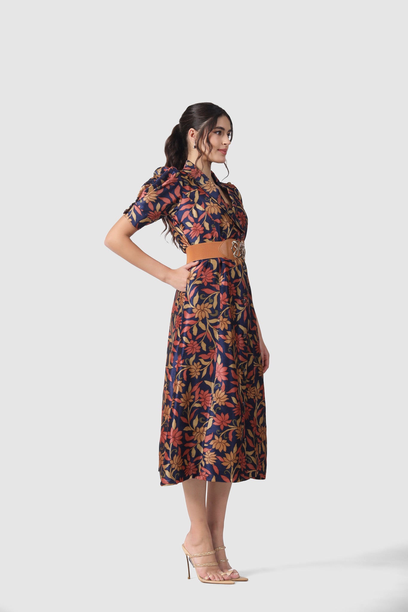 crossover midi dress Draped Crossover Blazer Midi Dress